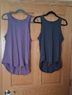 Athletic Works Lavender & Charcoal High-Low Scoop Tank Tops